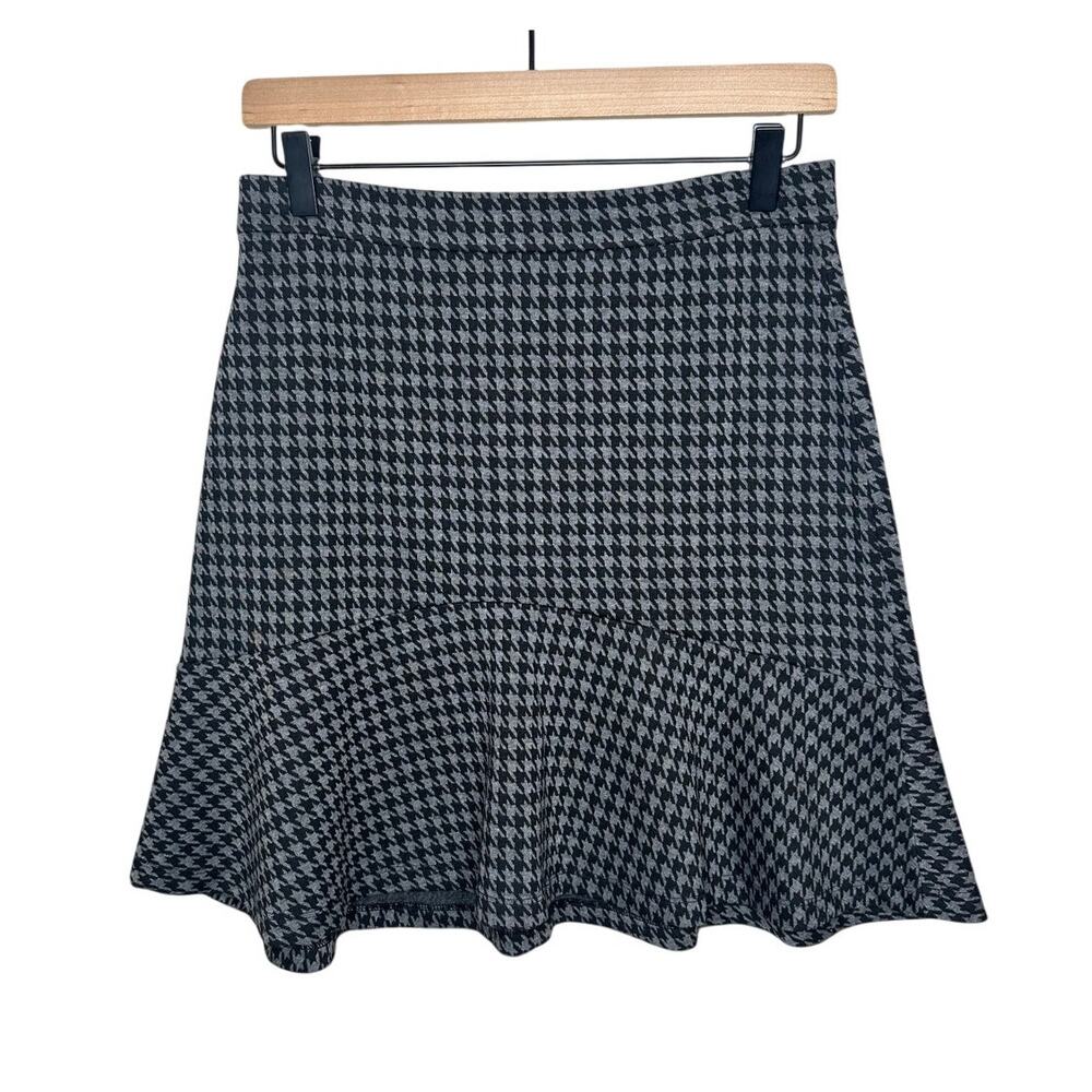 Banana Republic‎ Houndstooth Mini Skirt Black Gray Peplum Hem Career Office Sz 2
